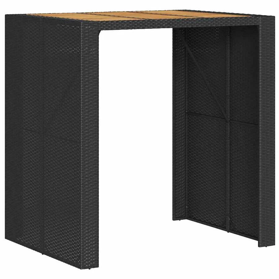 Ensemble de bar de jardin 3 pcs sans coussins noir poly rotin - 5