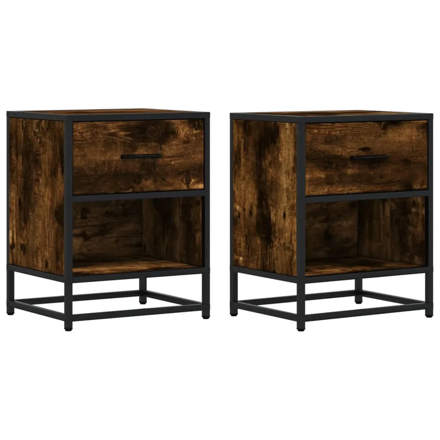 Tables de chevet 2 pcs chêne fumé 40x31x50 cm bois ingénierie - 2