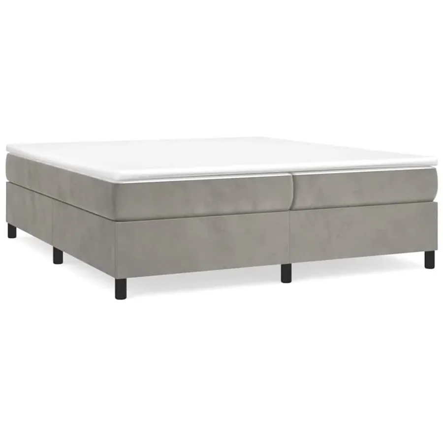 Sommier à lattes de lit et matelas Gris clair 200x200cm Velours - 3