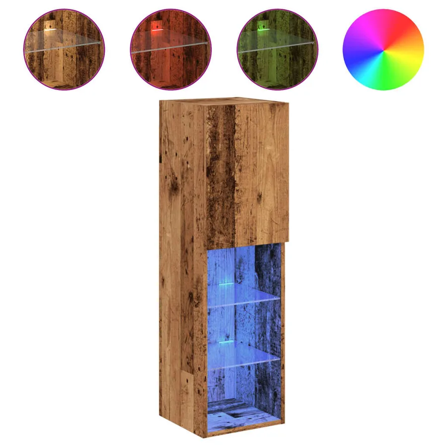 Meuble TV avec lumières LED vieux bois 30,5x30x102 cm - 2