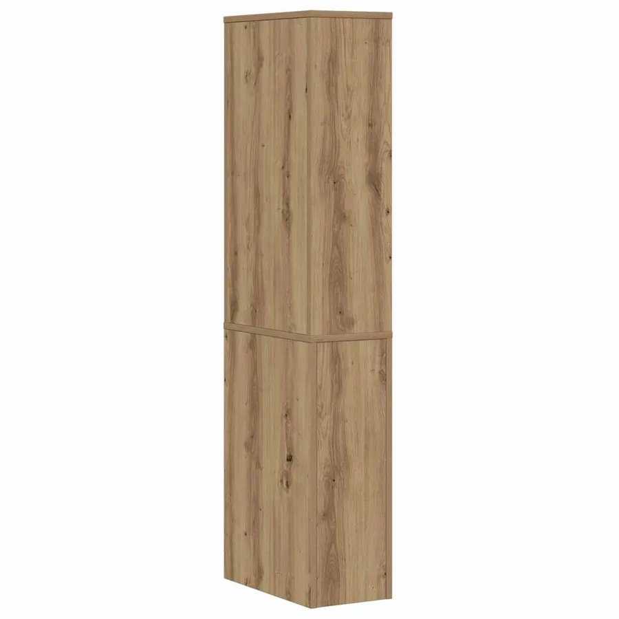 Armoire de salle de bain étroite avec roulettes chêne artisanal - 7