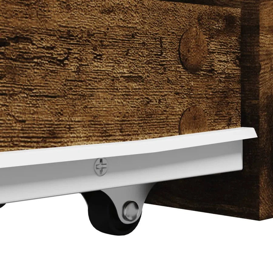 Armoire de salle de bain étroite avec roulettes chêne fumé - 10