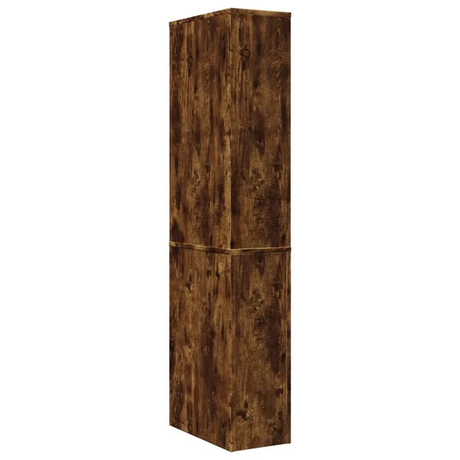 Armoire de salle de bain étroite avec roulettes chêne fumé - 6