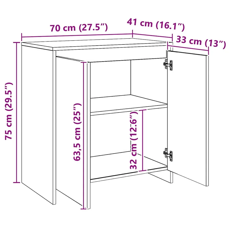 Buffet chêne artisanal 70x41x75 cm bois d'ingénierie - 10