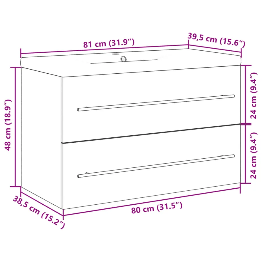 Ensemble de meubles de salle de bain 2 pcs gris béton - 11