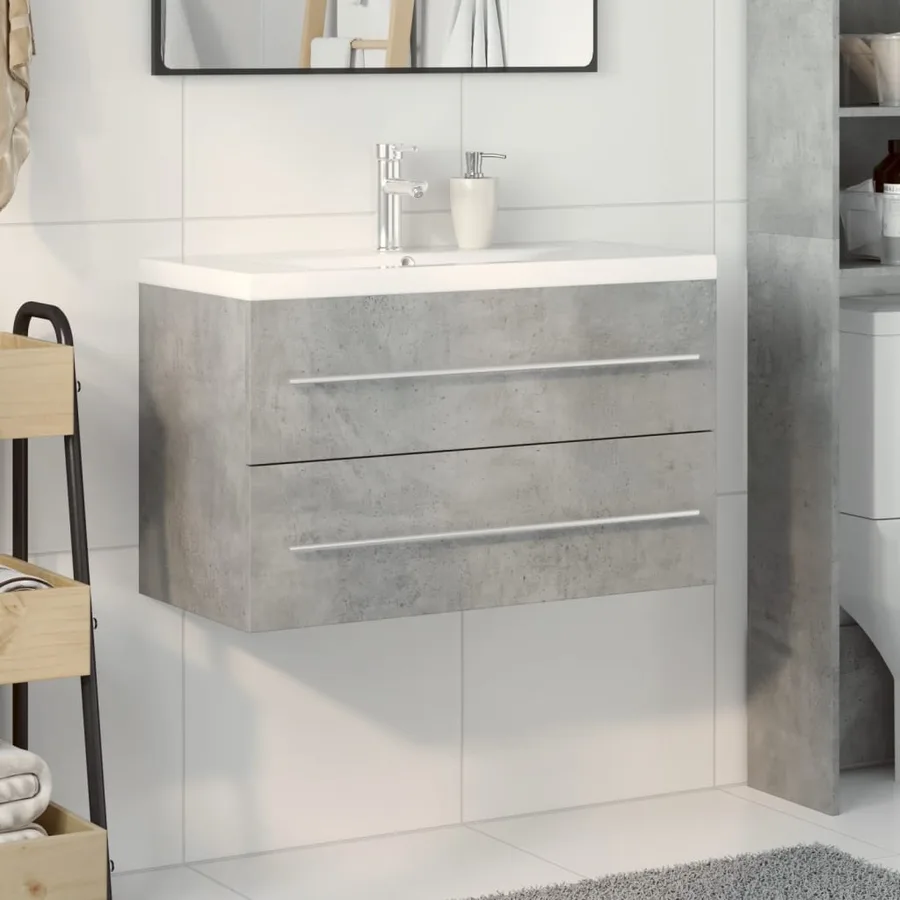 Ensemble de meubles de salle de bain 2 pcs gris béton - 3