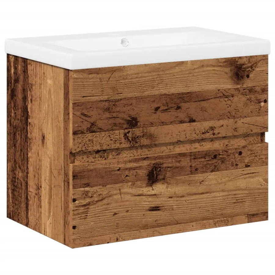 Armoire lavabo avec bassin intégré vieux bois - 2