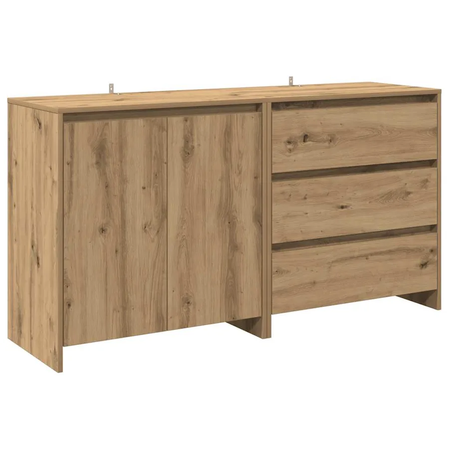 Buffet 2 pcs chêne artisanal bois d'ingénierie - 2