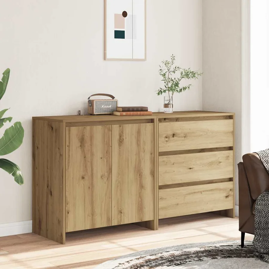 Buffet 2 pcs chêne artisanal bois d'ingénierie - 3