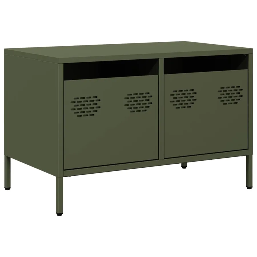 Meuble TV vert olive 68x39x43,5 cm acier laminé à froid - 2