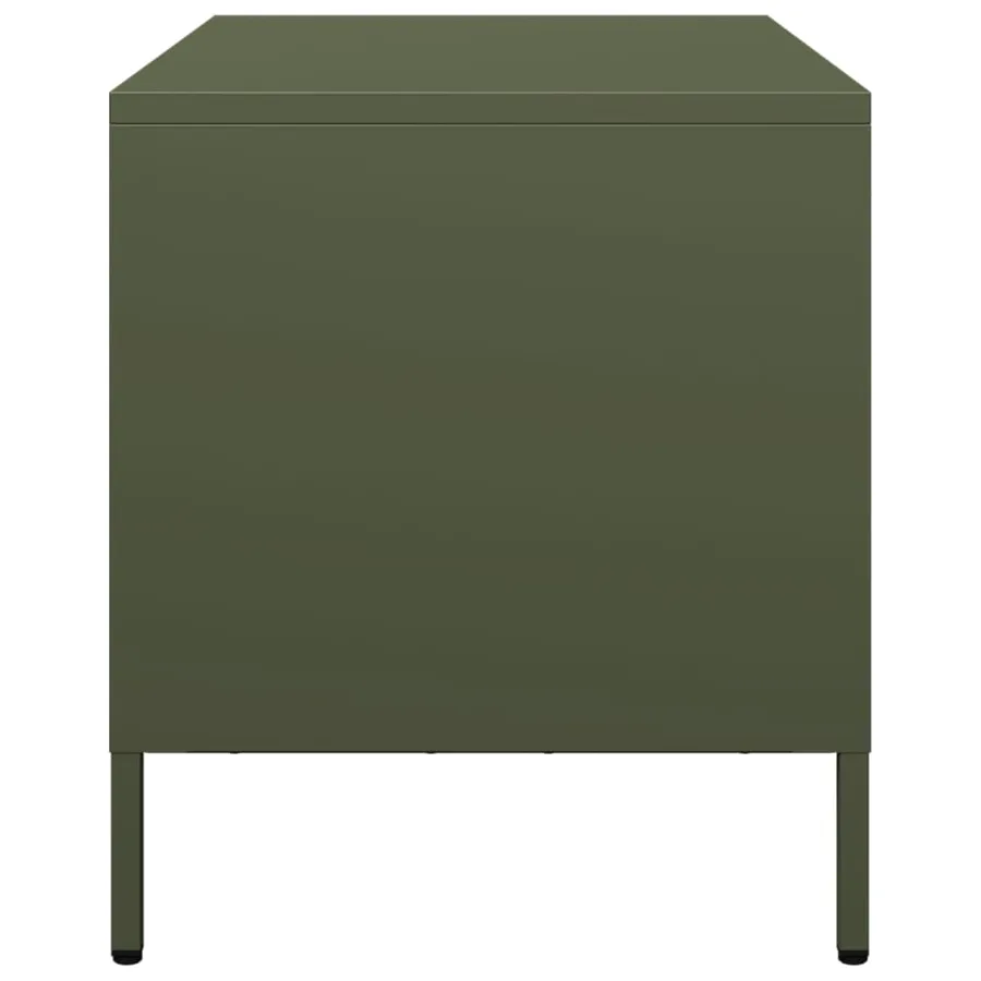Meuble TV vert olive 68x39x43,5 cm acier laminé à froid - 6
