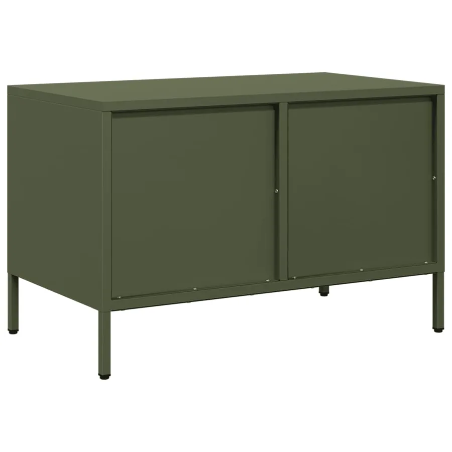 Meuble TV vert olive 68x39x43,5 cm acier laminé à froid - 7