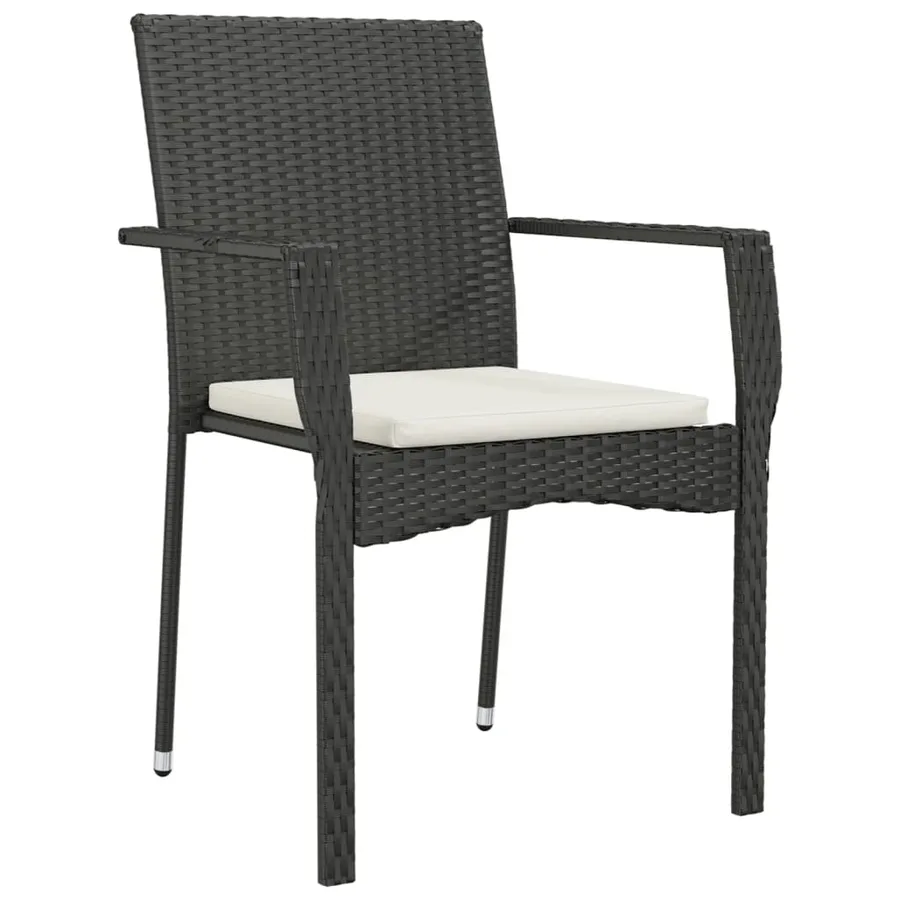 Ensemble à manger de jardin coussins 7pcs Noir Résine tressée - 5