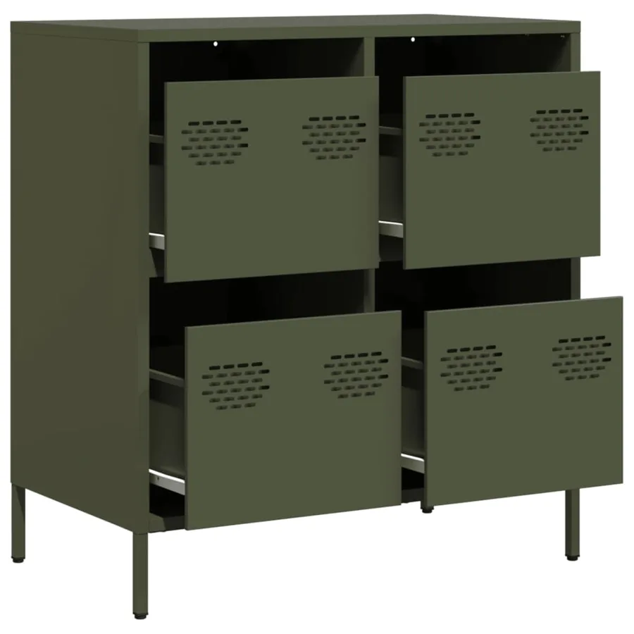 Buffet vert olive 68x39x73,5 cm acier laminé à froid - 4