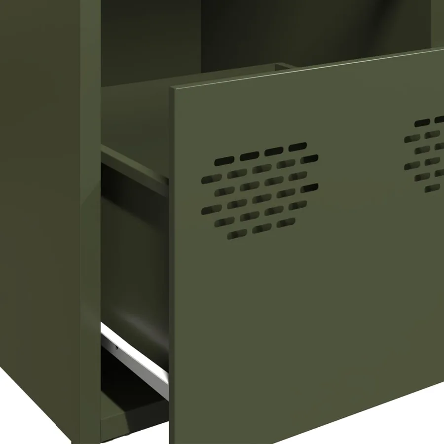 Buffet vert olive 68x39x73,5 cm acier laminé à froid - 9