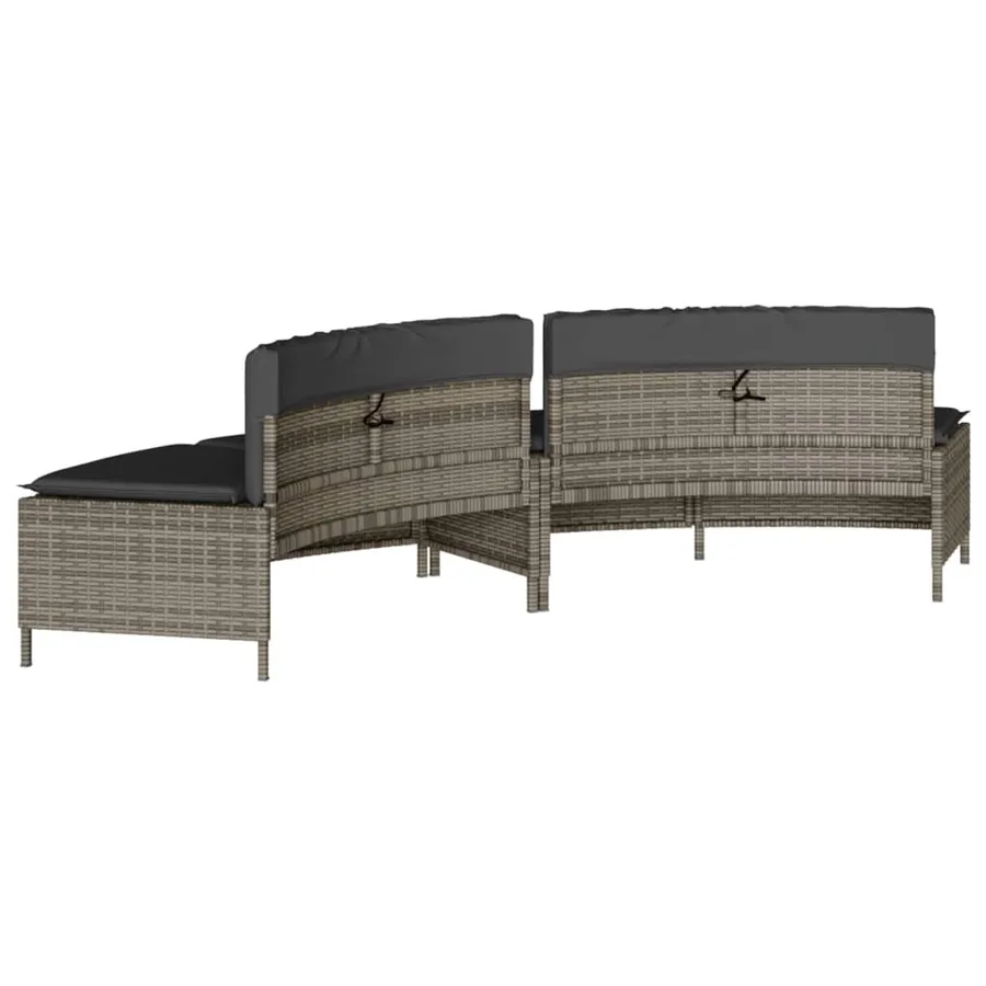 Bancs de spa avec coussins 2 pcs gris résine tressée - 6