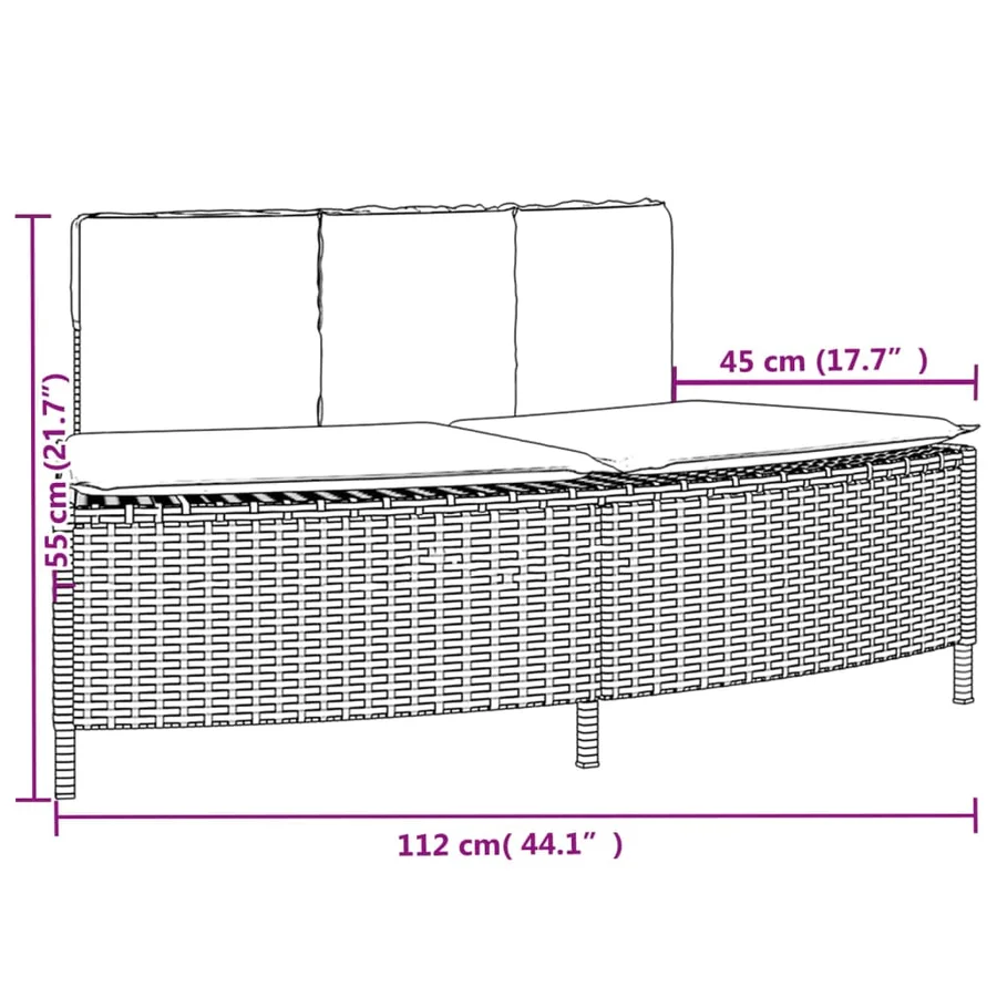 Bancs de spa avec coussins 2 pcs gris résine tressée - 8