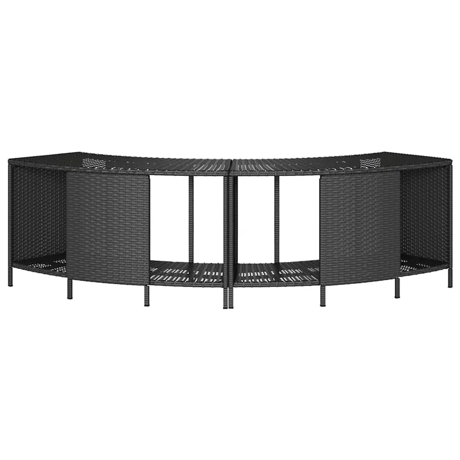 Étagères de rangement pour spa 2 pcs noir résine tressée - 4