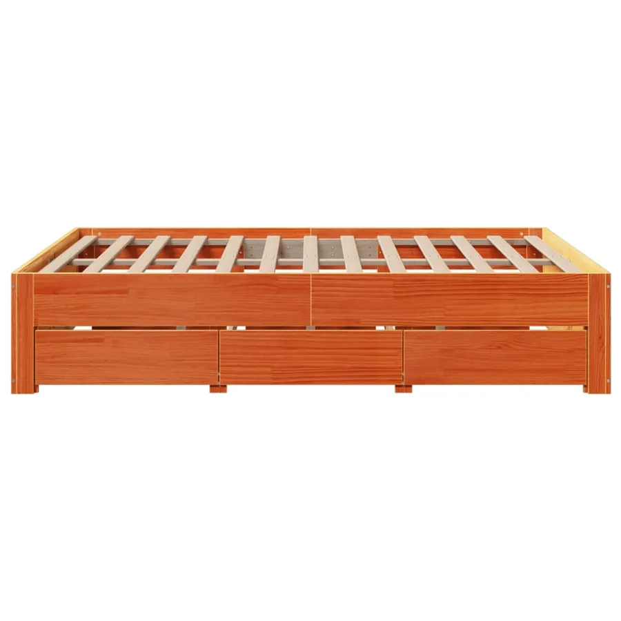 Cadre de lit sans matelas avec tiroirs 140x190 cm bois de pin - 5