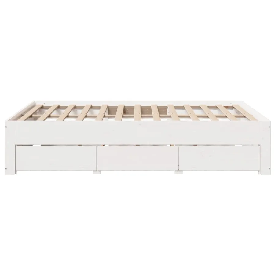 Cadre de lit sans matelas avec tiroirs blanc 140x200cm bois pin - 5