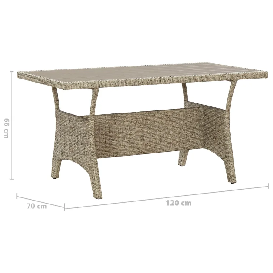 Table de jardin Gris 120x70x66 cm Résine tressée - 6