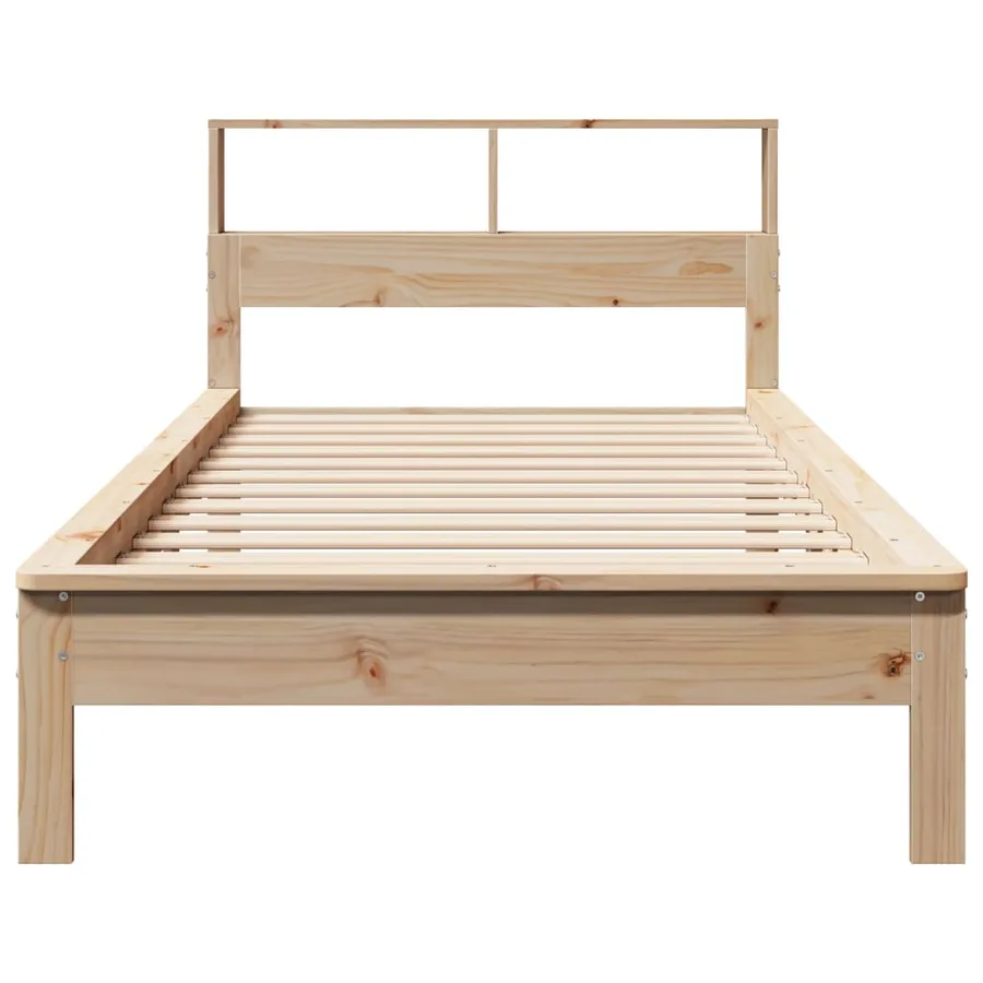 Lit bibliothèque sans matelas 90x200 cm bois de pin massif - 4