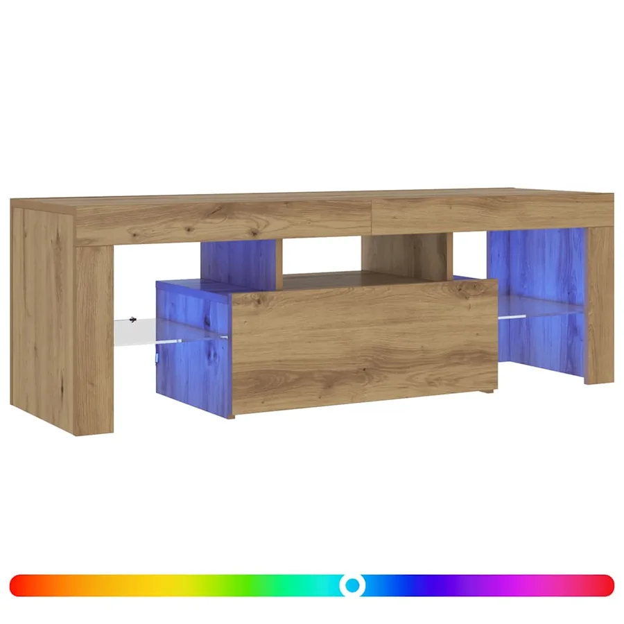 Meuble TV avec lumières LED chêne artisanal bois d'ingénierie - 2