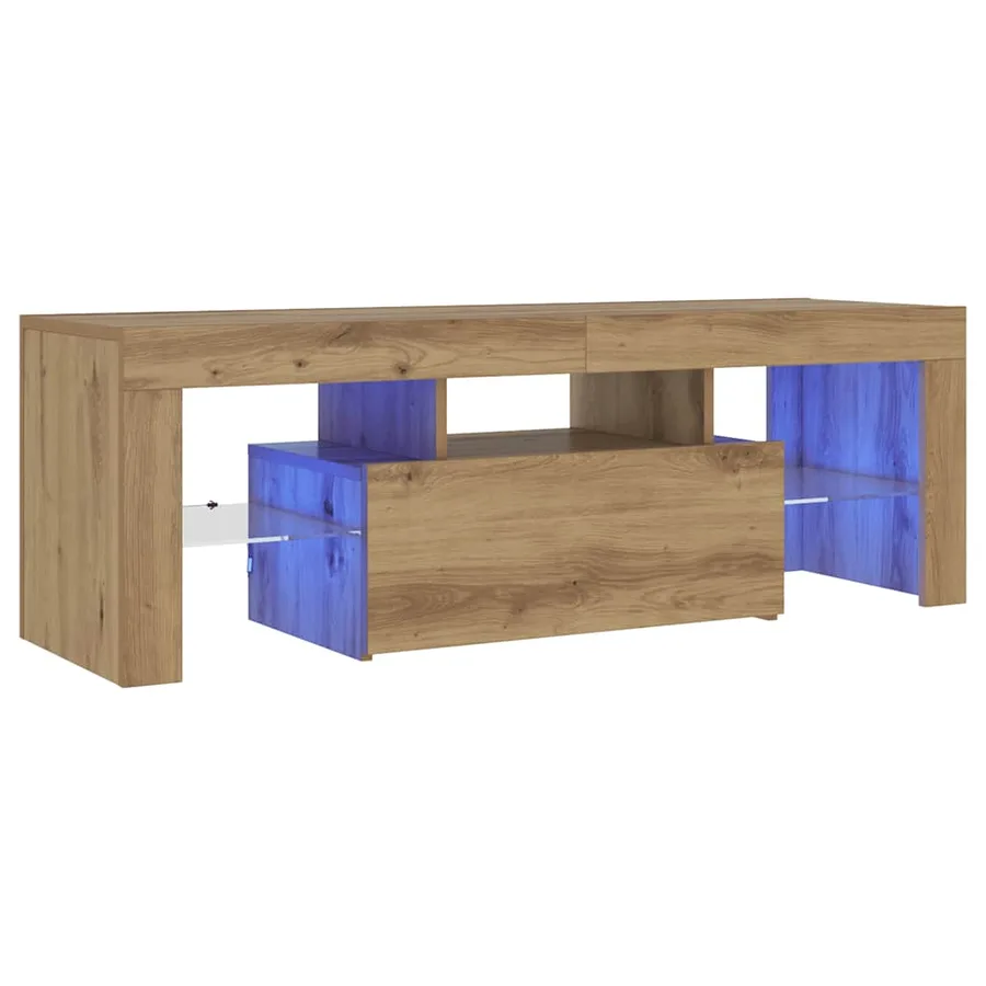 Meuble TV avec lumières LED chêne artisanal bois d'ingénierie - 4