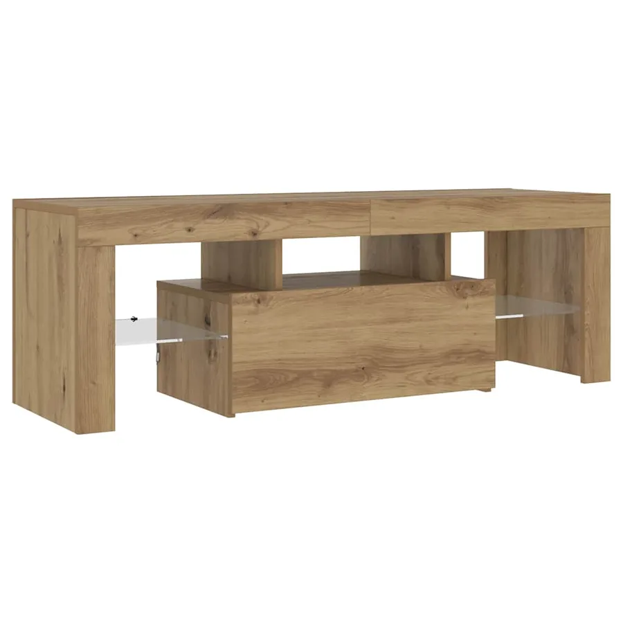 Meuble TV avec lumières LED chêne artisanal bois d'ingénierie - 7