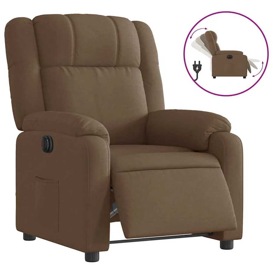 Fauteuil inclinable électrique Marron Tissu - 2