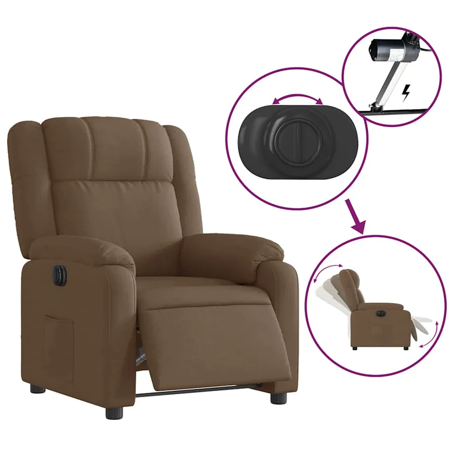 Fauteuil inclinable électrique Marron Tissu - 6