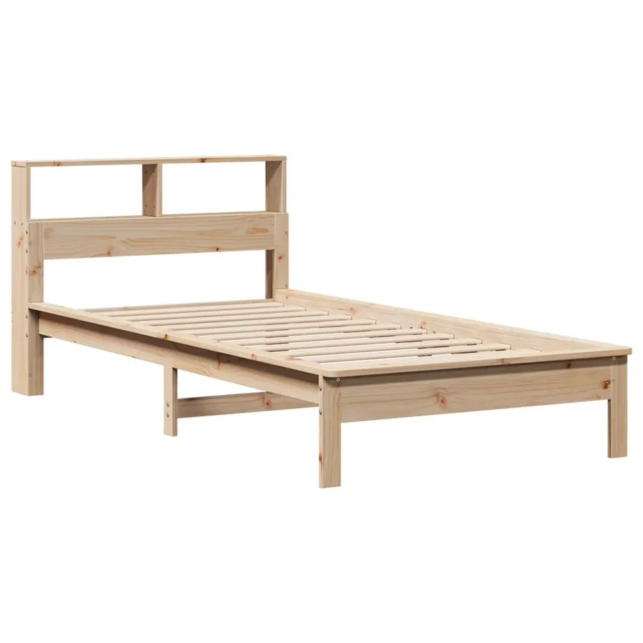Lit bibliothèque sans matelas 100x200 cm bois massif de pin - 3