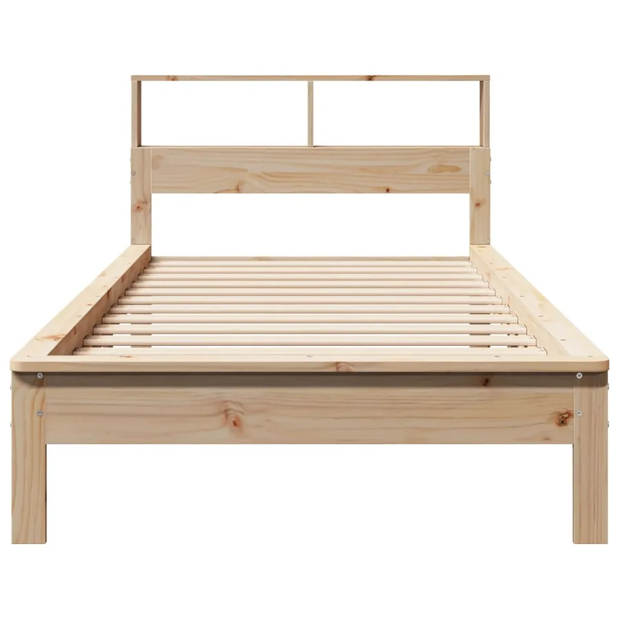 Lit bibliothèque sans matelas 100x200 cm bois massif de pin - 4