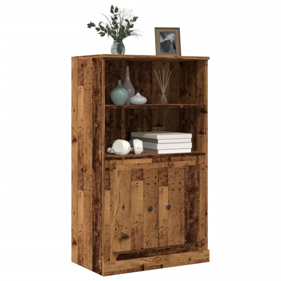 Buffet haut vieux bois 60x35,5x103,5 cm bois d'ingénierie - 3