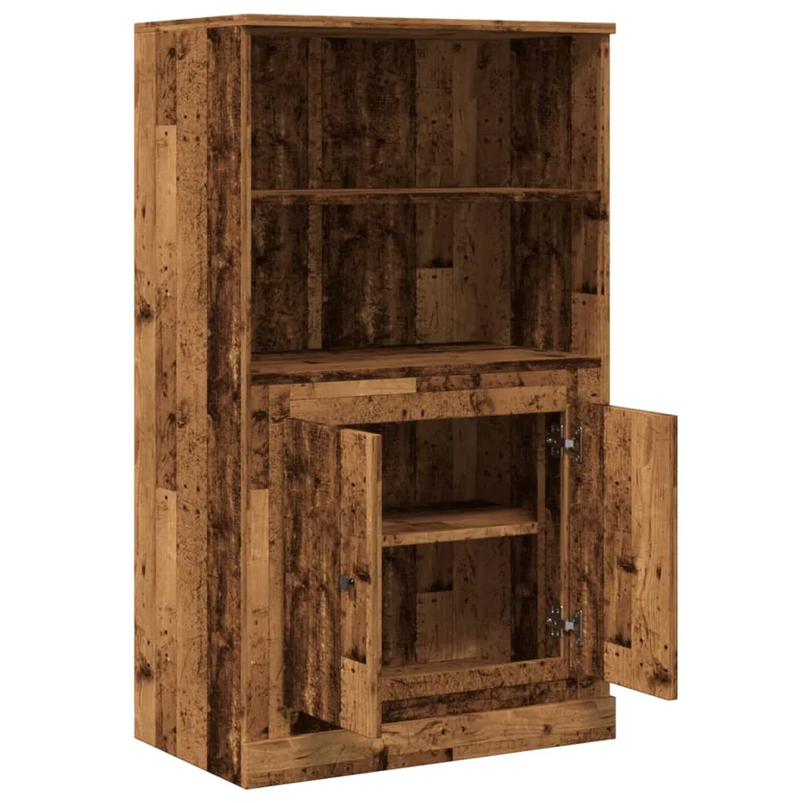 Buffet haut vieux bois 60x35,5x103,5 cm bois d'ingénierie - 4