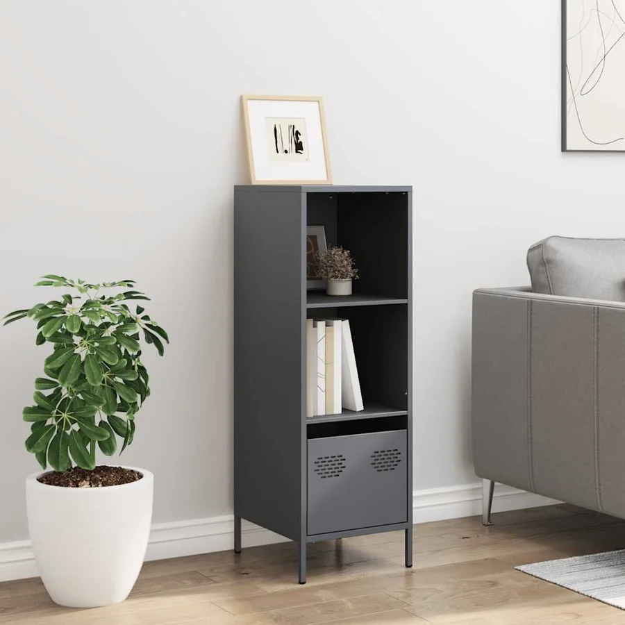 Buffet haut anthracite 35x39x103,5 cm acier - 3