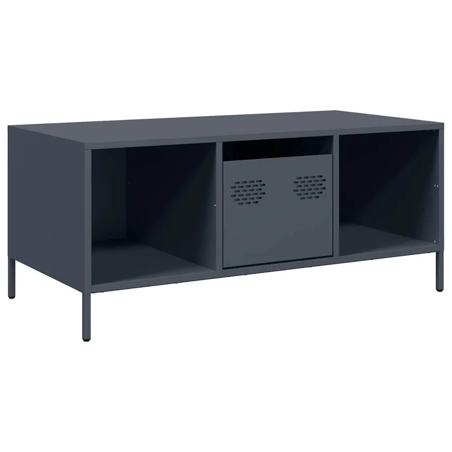 Table basse anthracite 101,5x50x43,5 cm acier laminé à froid - 2