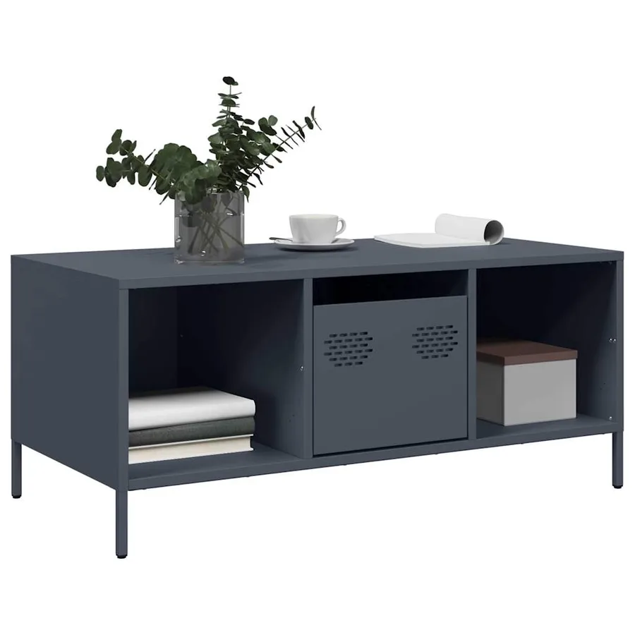 Table basse anthracite 101,5x50x43,5 cm acier laminé à froid - 3