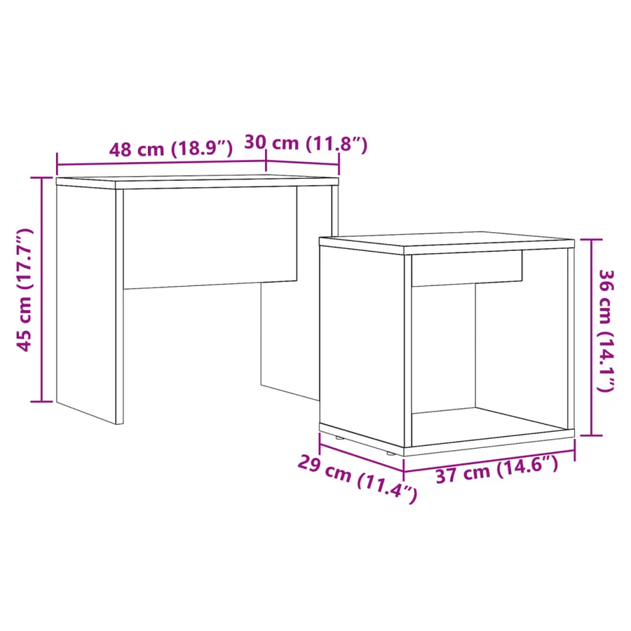 Tables basses gigognes 2 pcs vieux bois bois d'ingénierie - 10