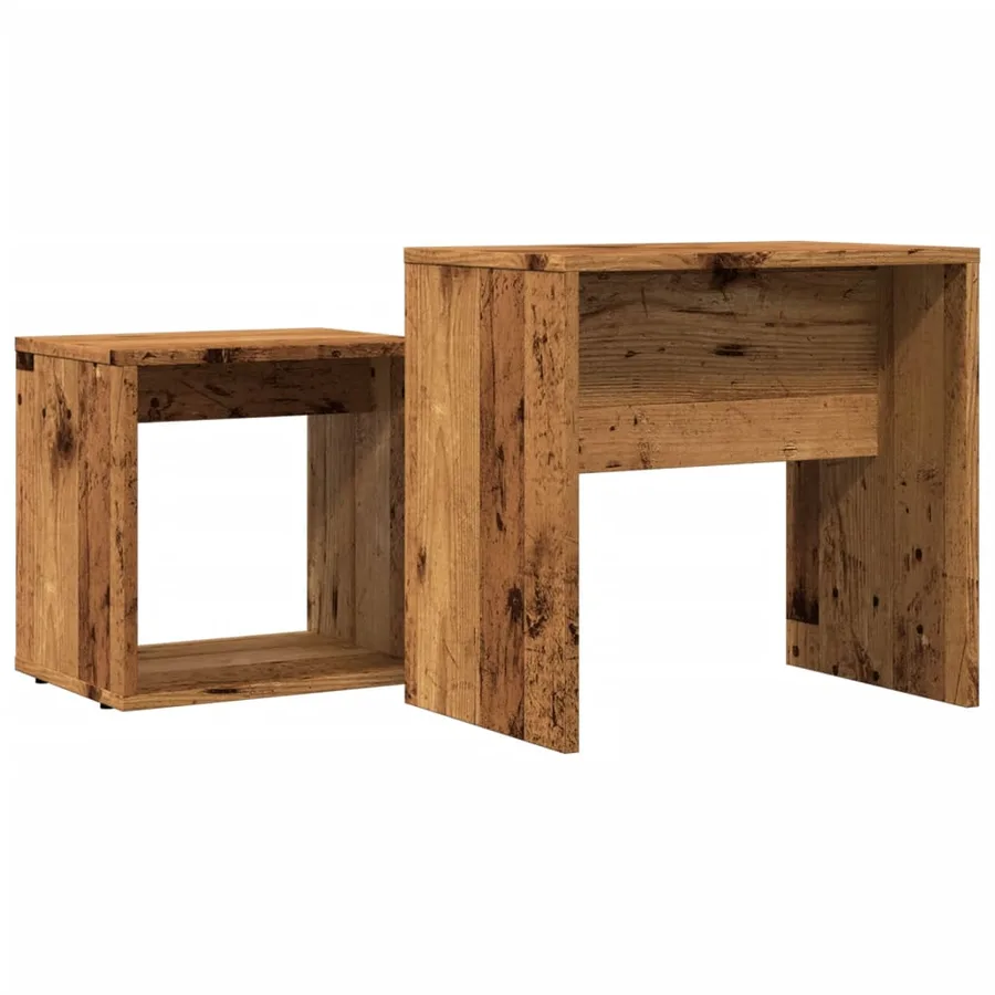 Tables basses gigognes 2 pcs vieux bois bois d'ingénierie - 6