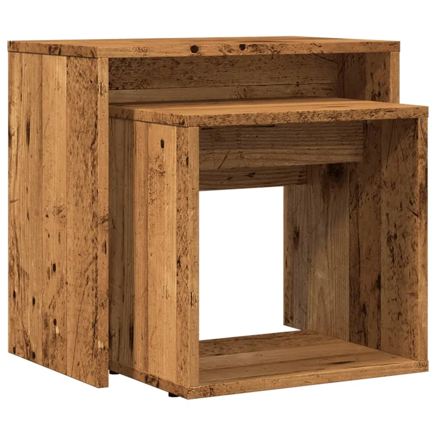 Tables basses gigognes 2 pcs vieux bois bois d'ingénierie - 7