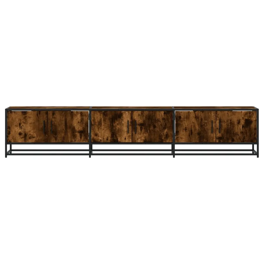 Meuble TV chêne fumé 210x35x41 cm bois d'ingénierie - 4