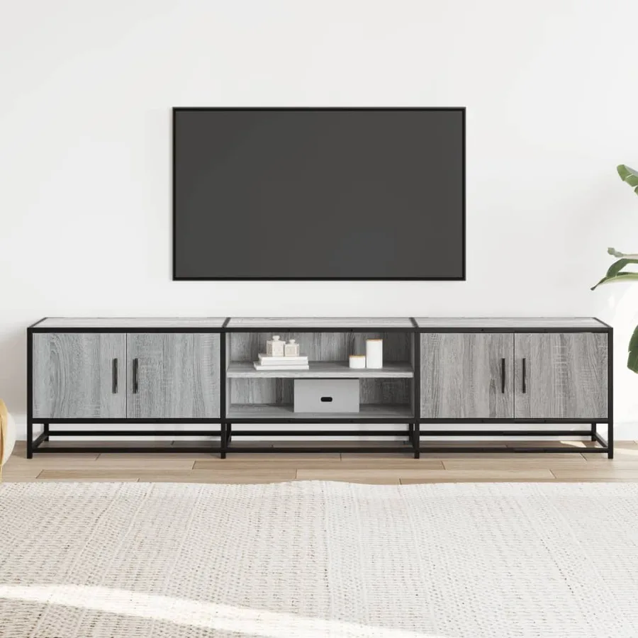 Meuble TV sonoma gris 180x35x41 cm bois d'ingénierie - 3