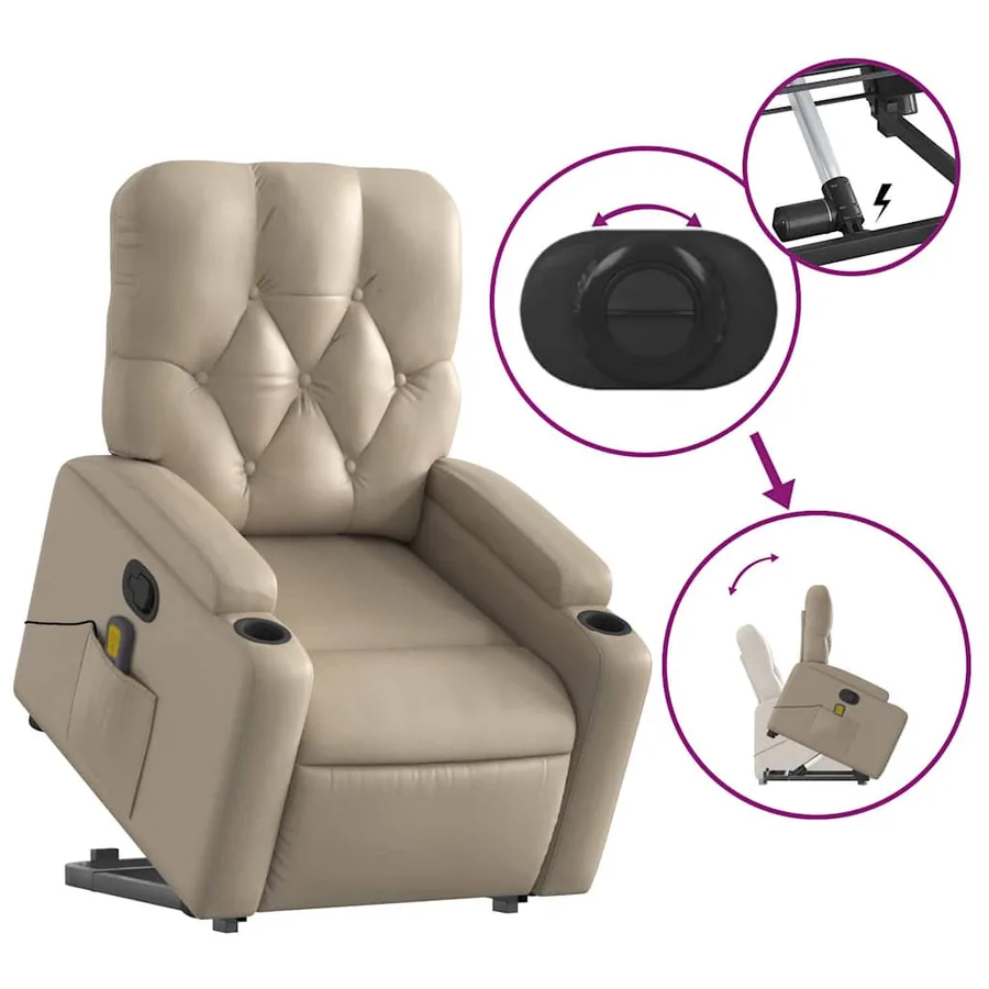 Fauteuil inclinable de massage Cappuccino Similicuir - 6