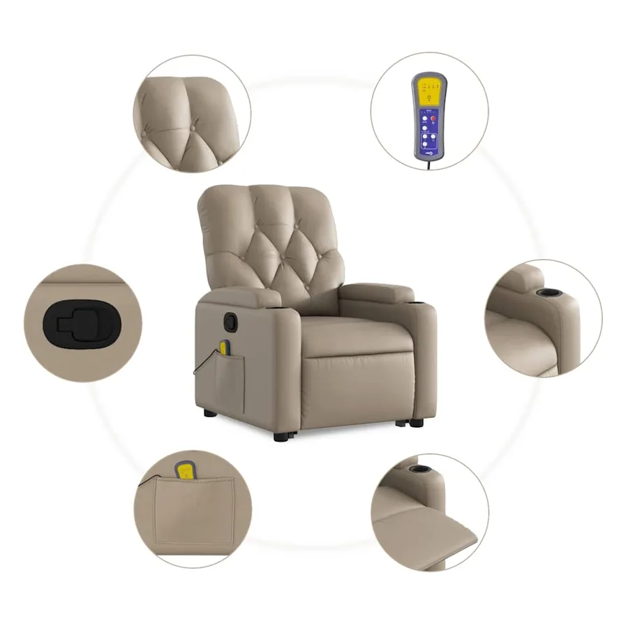 Fauteuil inclinable de massage Cappuccino Similicuir - 8