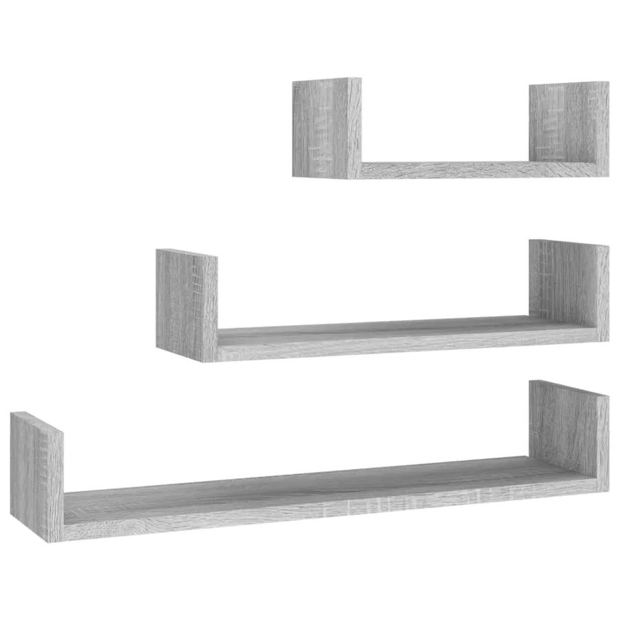Étagères murales d'affichage 3pcs Sonoma gris Bois d'ingénierie - 2