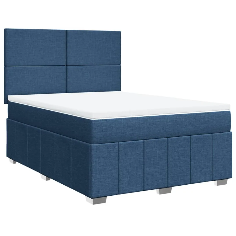 Sommier à lattes de lit avec matelas Bleu 160x200 cm Tissu - 3