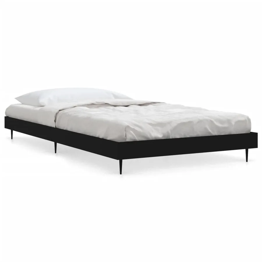 Cadre de lit sans matelas noir 90x190 cm bois ingénierie - 2