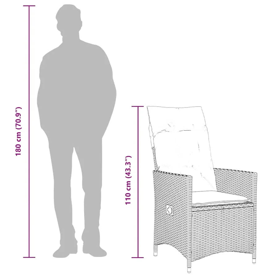 Ensemble à manger de jardin et coussins 9 pcs marron poly rotin - 10