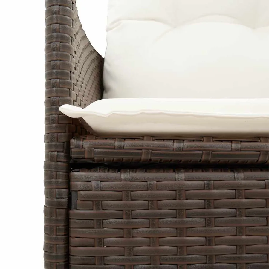 Ensemble à manger de jardin et coussins 9 pcs marron poly rotin - 6